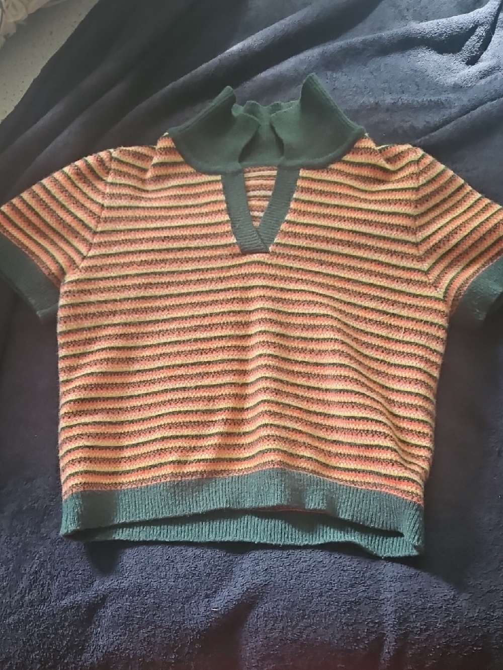 Cider Green and Orange Striped Knit Top